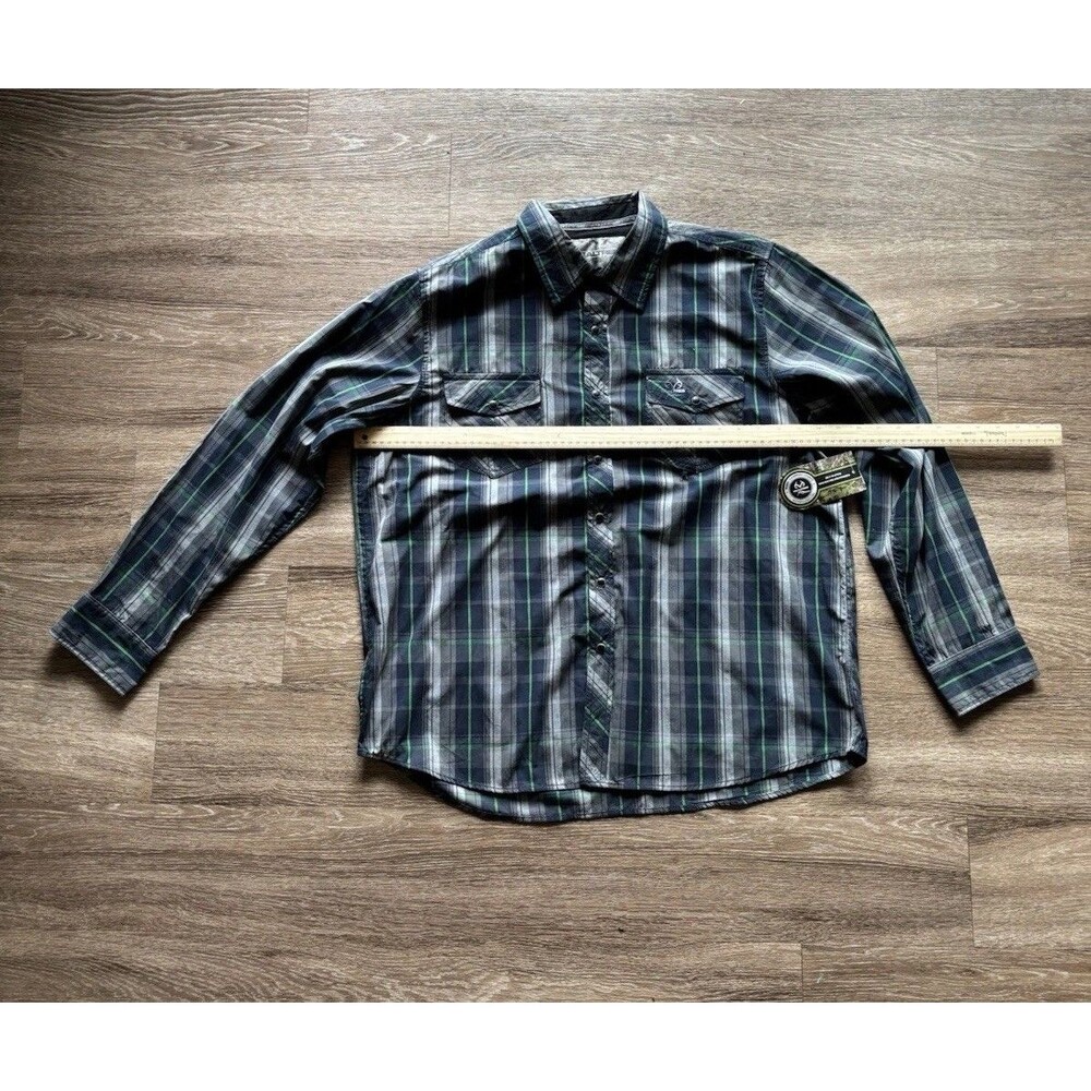 RealTree Black & Green Pearl SnapPlaid Long Sleeve Shirt Size XL Extra Large